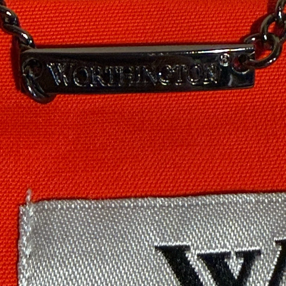 Worthington Lined Red Raincoat Black Buttons Long Sleeve Collared Belt - Picture 12 of 16